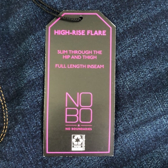 NO BO No Boundaries Plus High-Rise Flare Dark Wash Double Button Jean Size 21 - Picture 9 of 10